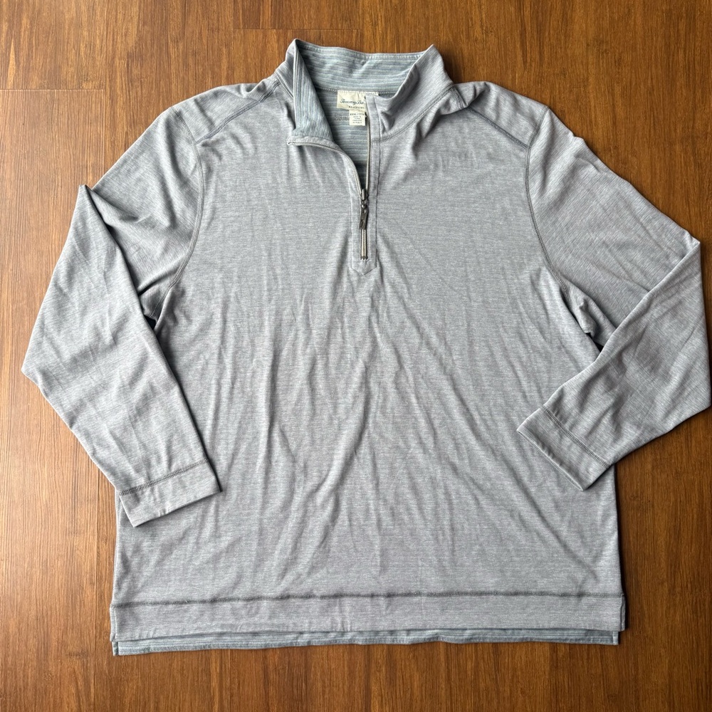 Tommy Bahama Ferrara Flip Half-Zip Pullover Reversible Blue Mens XXXL 3XL Long